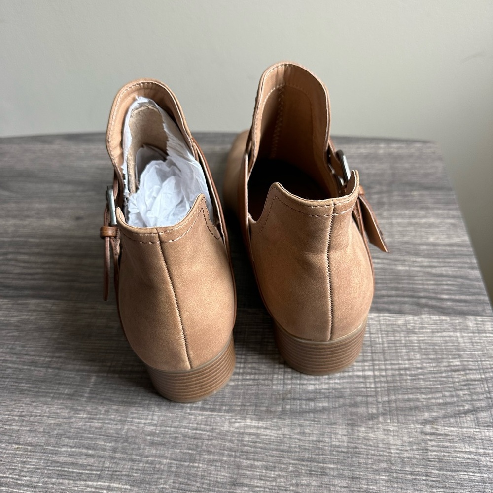 Maeve Light Brown Ankle Boots with Strap Accent - Picture 6 of 12